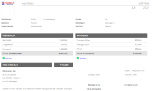 slip Gaji Kerja di PT Varia