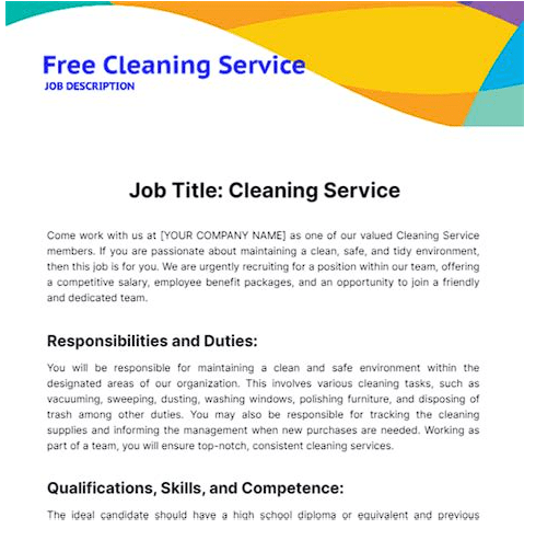 Sistem Kerja dan Job Description Cleaning Service